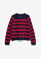 Armedangels Damen Pullover Liliriaa Fine Stripes tinted navy-candy apple