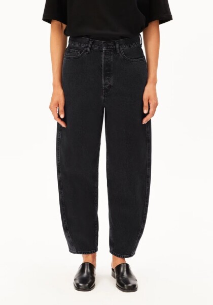 Armedangels Damen Jeans Baarly High waist Barrel Jeans ebony black