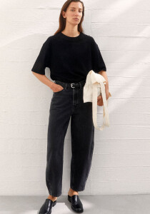 Armedangels Damen Jeans Baarly High waist Barrel Jeans ebony black