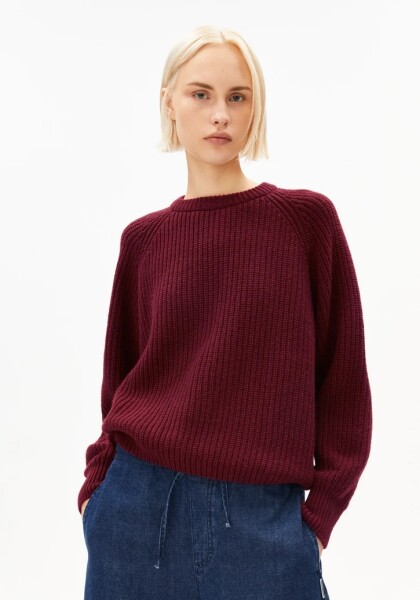 Armedangels Damen Pullover RIPPSTRICKPULLOVER velvet red