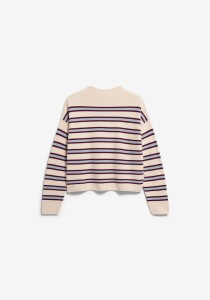 Armedangels Damen Pullover Merinaa Stripes Knit oatmilk-velvet red-soft blue