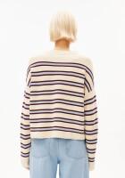 Armedangels Damen Pullover Merinaa Stripes Knit oatmilk-velvet red-soft blue