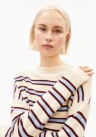 Armedangels Damen Pullover Merinaa Stripes Knit oatmilk-velvet red-soft blue