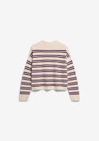 Armedangels Damen Pullover Merinaa Stripes Knit oatmilk-velvet red-soft blue