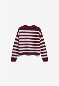 Armedangels Damen Pullover Merinaa Stripes Knit velvet red-soft-blue-oatmilk