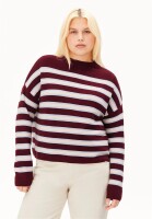Armedangels Damen Pullover Merinaa Stripes Knit velvet red-soft-blue-oatmilk