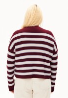 Armedangels Damen Pullover Merinaa Stripes Knit velvet red-soft-blue-oatmilk