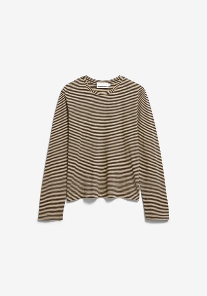 Armedangels Damen Longsleeve slub jersey stripe tinted navy-golden hay