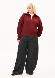 Armedangels Damen Pullover Troyer Vanisé velvet red-light velvet red