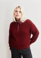 Armedangels Damen Pullover Troyer Vanisé velvet red-light velvet red