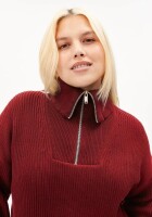 Armedangels Damen Pullover Troyer Vanisé velvet red-light velvet red