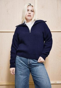 Armedangels Damen Pullover Troyer Vanisé tinted navy-light tinted navy