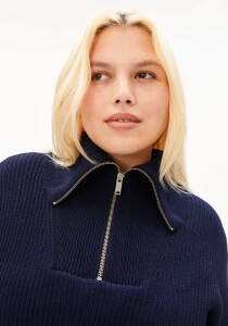 Armedangels Damen Pullover Troyer Vanisé tinted navy-light tinted navy