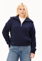 Armedangels Damen Pullover Troyer Vanisé tinted navy-light tinted navy