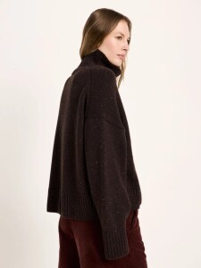 Lanius Damen Pullover Oversize GOTS bitter chocolate tweed