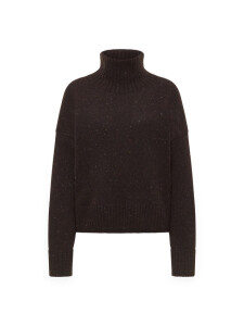 Lanius Damen Pullover Oversize GOTS bitter chocolate tweed