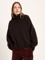 Lanius Damen Pullover Oversize GOTS bitter chocolate tweed