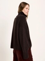 Lanius Damen Pullover Oversize GOTS bitter chocolate tweed