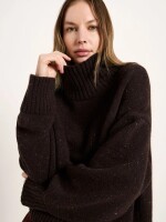 Lanius Damen Pullover Oversize GOTS bitter chocolate tweed