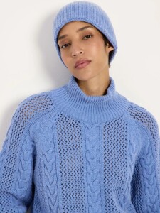 Lanius Damen Mütze GOTS light blue melange