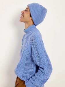 Lanius Damen Mütze GOTS light blue melange
