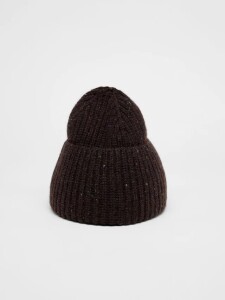Lanius Damen Mütze GOTS bitter chocolate tweed