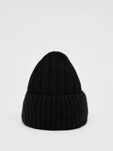 Lanius Damen Mütze Strickmütze GOTS black