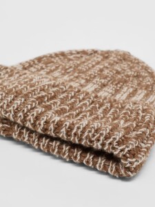 Lanius Damen Mütze Strickmütze GOTS brown / off white