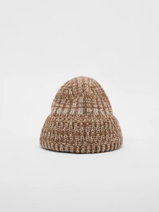 Lanius Damen Mütze Strickmütze GOTS brown / off white