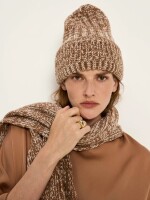 Lanius Damen Mütze Strickmütze GOTS brown / off white