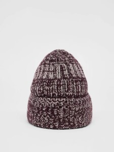 Lanius Damen Mütze Strickmütze GOTS bordeaux / off white