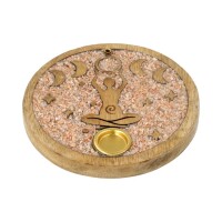 Phoenix Import Räucherstäbchen- und Kegelhalter 78452 Göttinnen-Mondphasen aus rosa Mondstein und Mangoholz