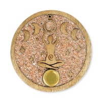 Phoenix Import Räucherstäbchen- und Kegelhalter 78452 Göttinnen-Mondphasen aus rosa Mondstein und Mangoholz