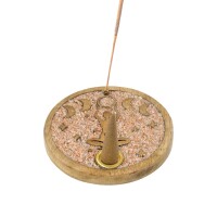 Phoenix Import Räucherstäbchen- und Kegelhalter 78452 Göttinnen-Mondphasen aus rosa Mondstein und Mangoholz
