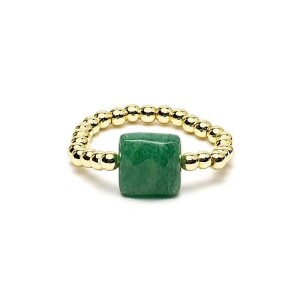 Phoenix Import Ring facettierter grüner Aventurin elastisch 12597
