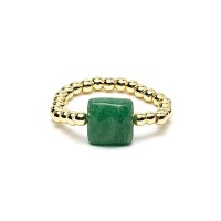 Phoenix Import Ring facettierter grüner Aventurin elastisch 12597
