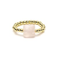 Phoenix Import Ring facettierter Rosenquarz elastisch 12598
