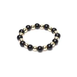 Phoenix Import Ring schwarzer Turmalin & goldfarbener...