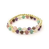 Phoenix Import Armband 12730 mehrfarbige gemischte Edelsteine mit Hämatit Set von 2