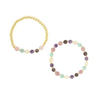 Phoenix Import Armband 12730 mehrfarbige gemischte Edelsteine mit Hämatit Set von 2