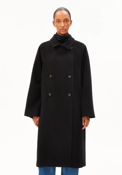 Armedangels Damen Mantel WOOL DOUBLE-BREASTED COAT black