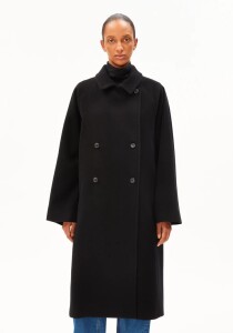 Armedangels Damen Mantel WOOL DOUBLE-BREASTED COAT black