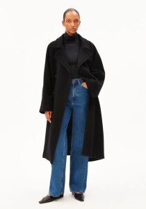 Armedangels Damen Mantel WOOL DOUBLE-BREASTED COAT black