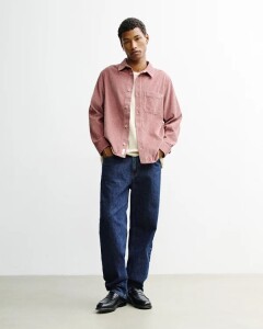 Rotholz Herren Hemd Cord Casual Washed Pink