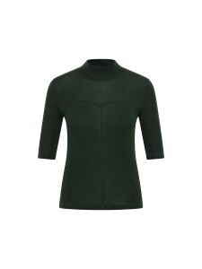Lanius Damen Longsleeve Halbarmshirt GOTS aus Merino-Wolle forest