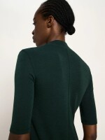 Lanius Damen Longsleeve Halbarmshirt GOTS aus Merino-Wolle forest