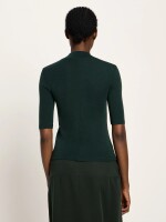 Lanius Damen Longsleeve Halbarmshirt GOTS aus Merino-Wolle forest