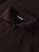 KnowledgeCotton Herren Pullover 1080046 merino half zip chocolate torte