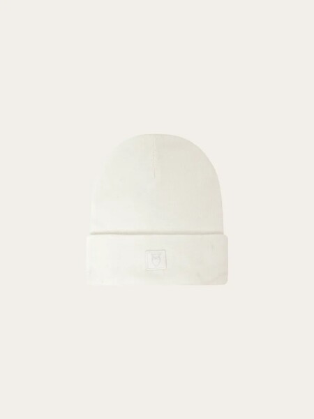 KnowledgeCotton UNISEX Mütze Merino Double Layer Badge Beanie 4210022 Egret