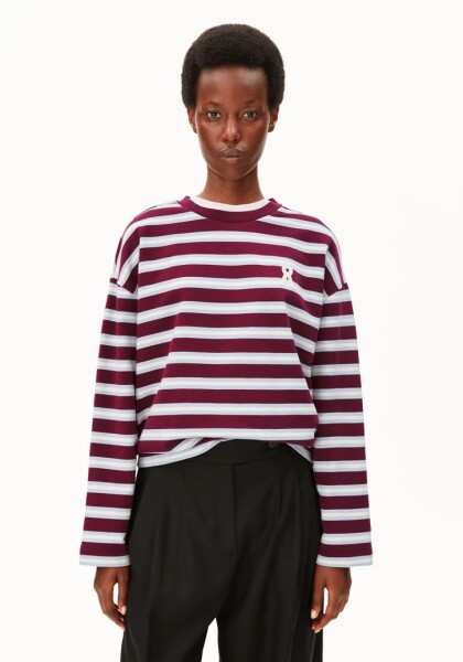 Armedangels Damen Pullover Frankaa Bold Iconic Å velvet red-soft blue-undyed